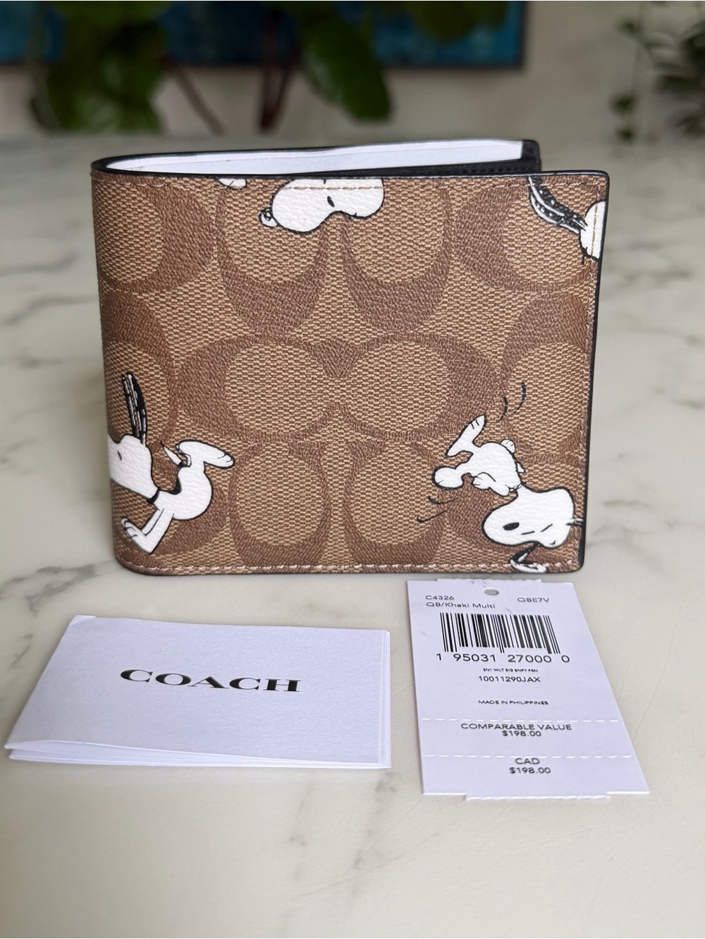 NWT Coach X Peanuts 3-In-1 Wallet In Signature Canvas With Snoopy Print C4326